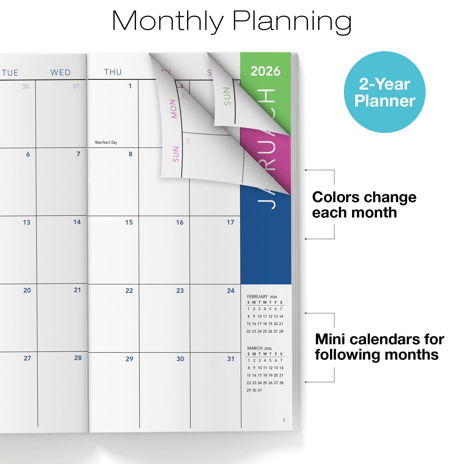 2-Jahres-Monatsplaner/Taschenkalender, 8,9 x 16,5 cm, 2026–2027: Wochenplaner, Wochenplaner, Monatskalender, Organizer (Baumsaison)