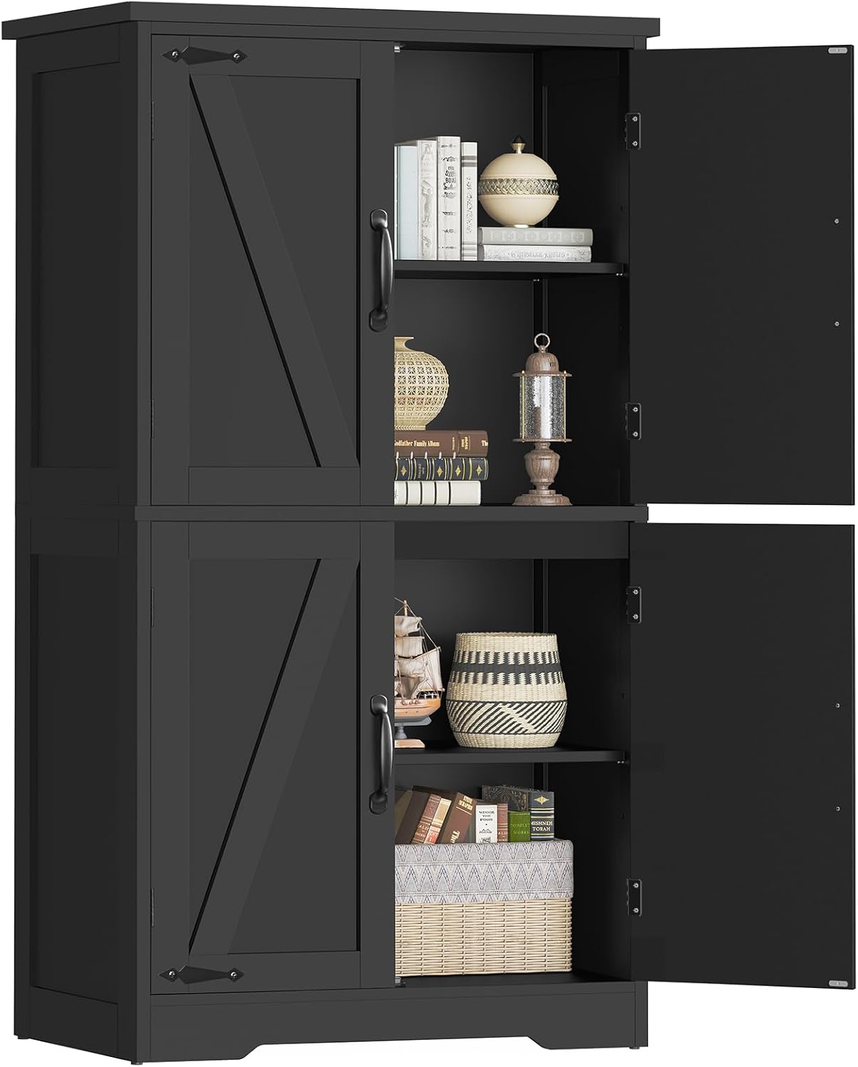 Farmhouse Storage Cabinet with 2 Adjustable Shelves