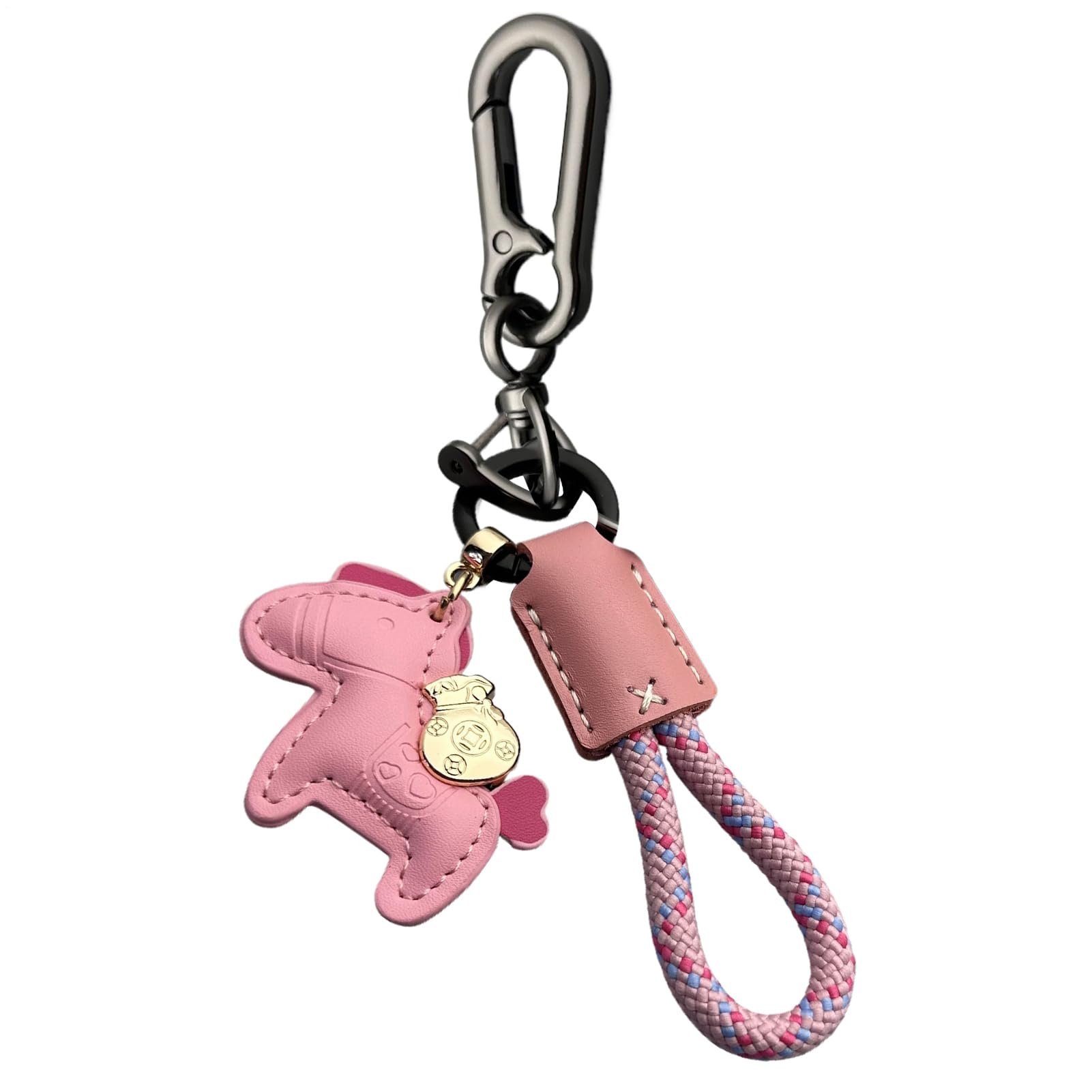 Leather Bag Charm, Horse Charm Pendant for Handbags, PU Leather Metal Keychain with Weaving Rope for Adults Birthday Christmas School Commuting Backpack Purse Bag Car Keys Accessory