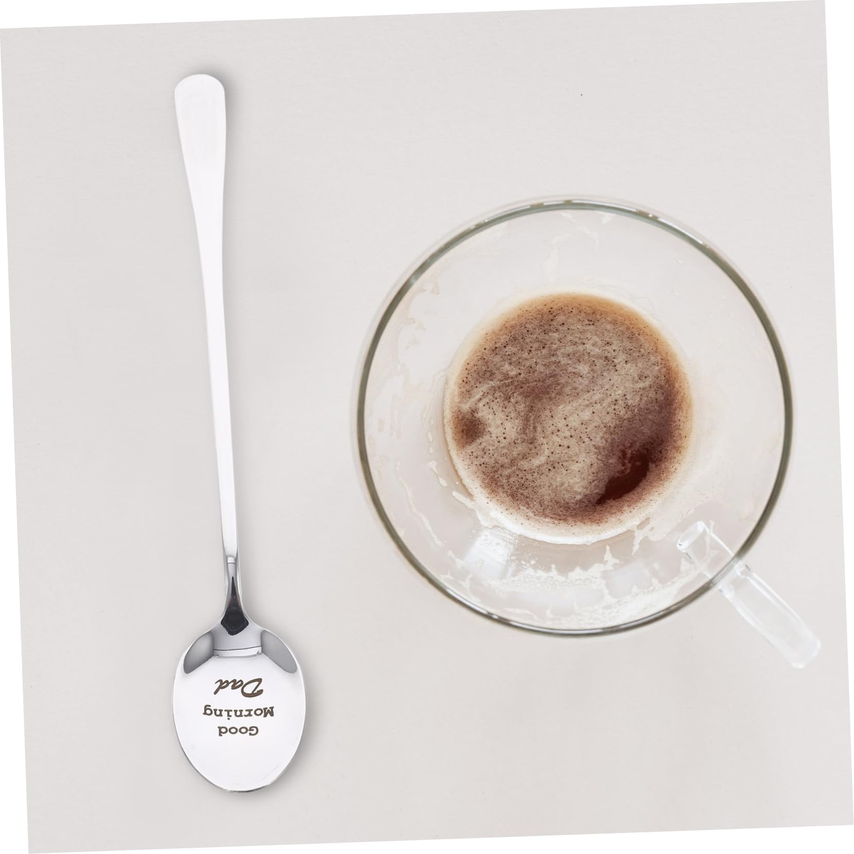 Unomor Set of 2 Stainless Steel Soup Spoons Long Handle Tableware for Dad Father's Day Easy to Clean