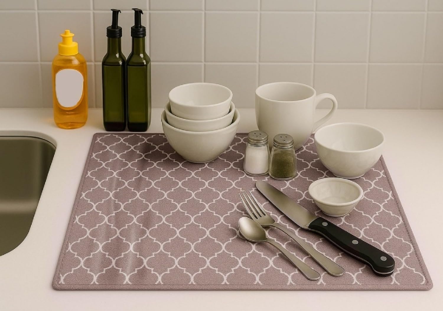 U & U UNIQUE UTILITIES Microfiber Dish Drying Mat (50 x 38 cm) | Kitchen Mat ...