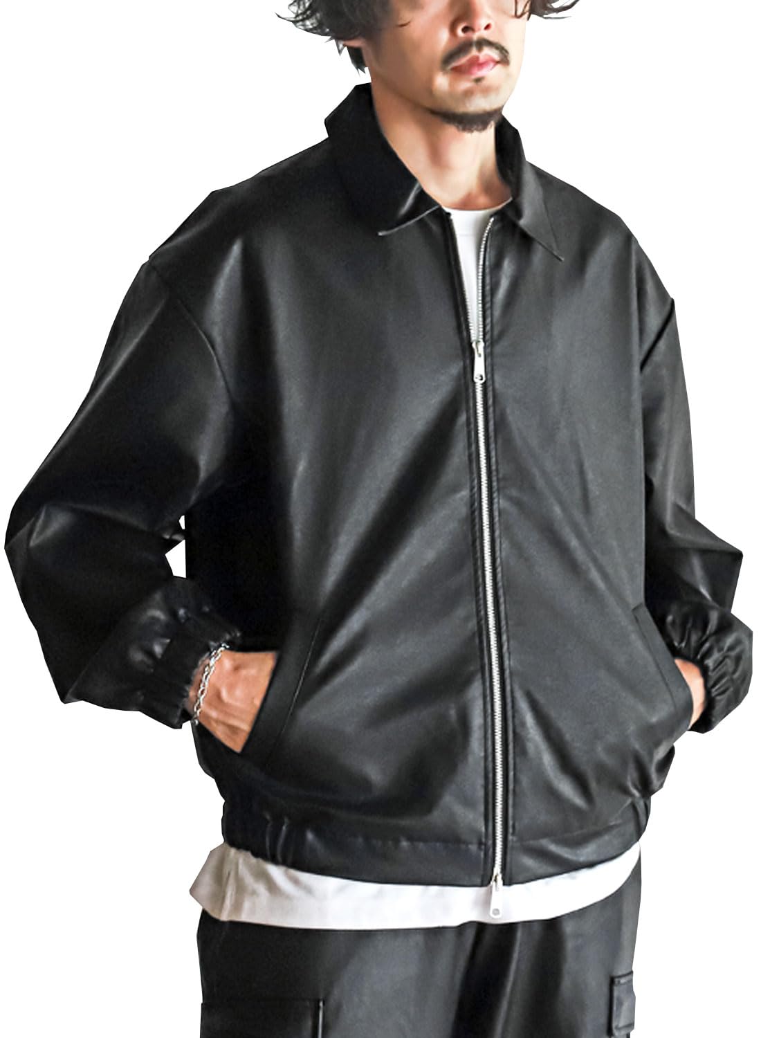 コーチ　メンズ　レザー　ジャケット　ブルゾン Amazon | [ラグスタイル] オーバーサイズPUレザージャケット コーチ