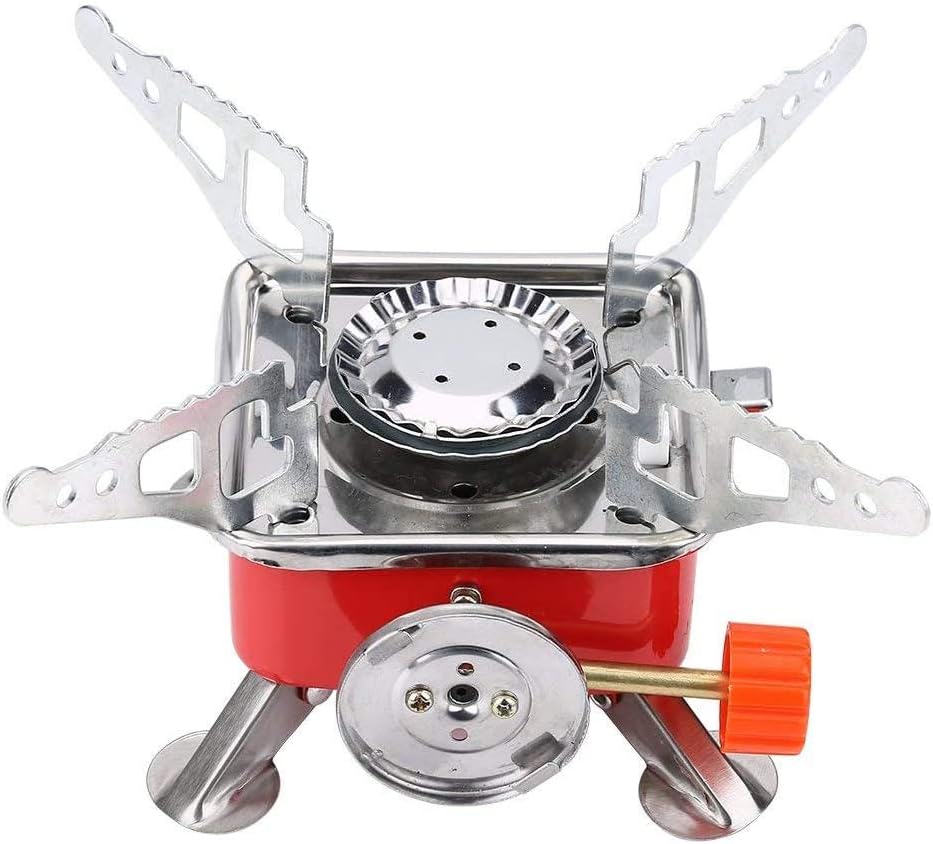 Portable Camping Gas Stove Mini - Outdoor Windproof Stove Burners,Folding Metal Canister Stove Camping Gas Stove for Hiking,Picnic,Trekking and Outdoor Activities