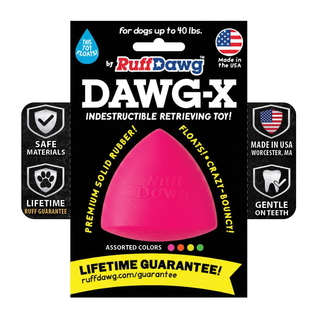 Ruff Dawg Dawg-X and Dawg-X XL Floating Bouncing Play Chew Toy - Colors May Vary (DAWG-X)