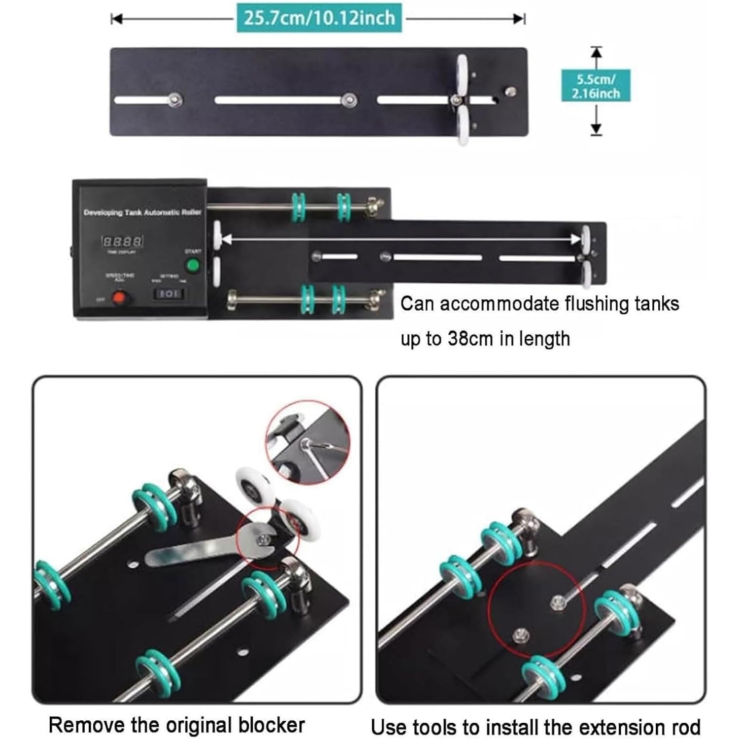 Macchina per processore di film elettrico, processore automatico per film camera oscura con timer, velocità regolabile, programmi multipli preimpostati per lo sviluppo di serbatoi