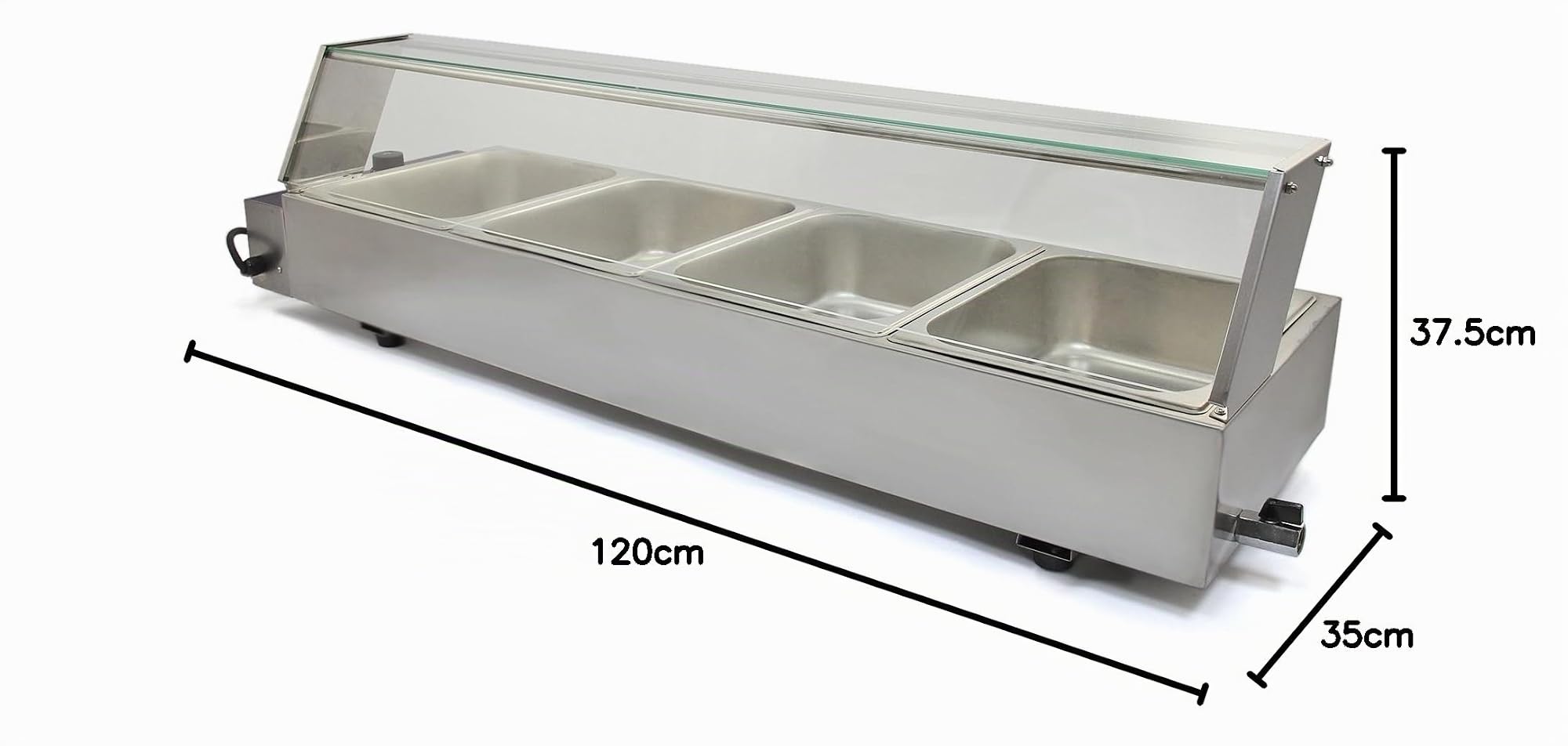 Vitrina Calienta Comida Eléctrica+4 Sártenes con Tapas de Acero Inoxidable (Capacidad 4 x 5.5L) Incluidas Calientaplatos Servidor Buffet Comida Caliente 2 Años Garantía para Cocinas Restaurantes Bares