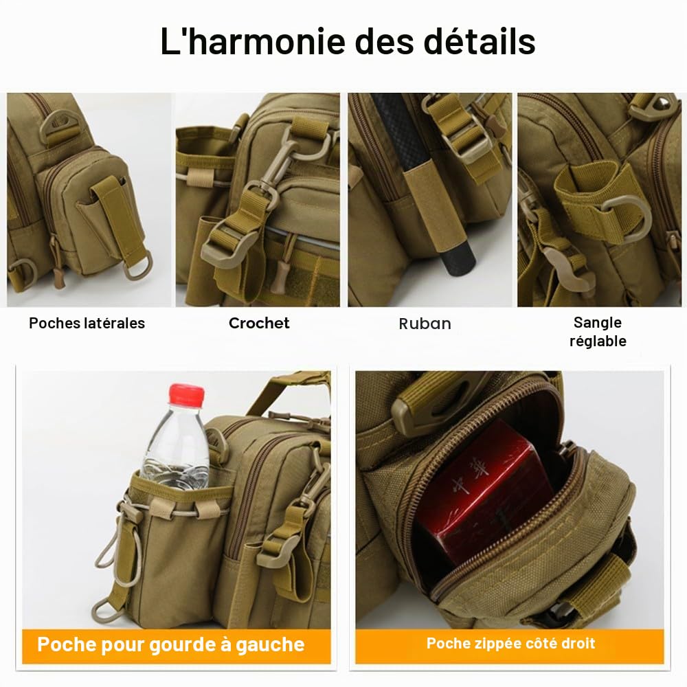 ACEXIER Sac à bandoulière Tactique Multifonction leurre pêche Sac extérieur Grande capacité Sac de Rangement Chasse Camping Sac à Main, Vert