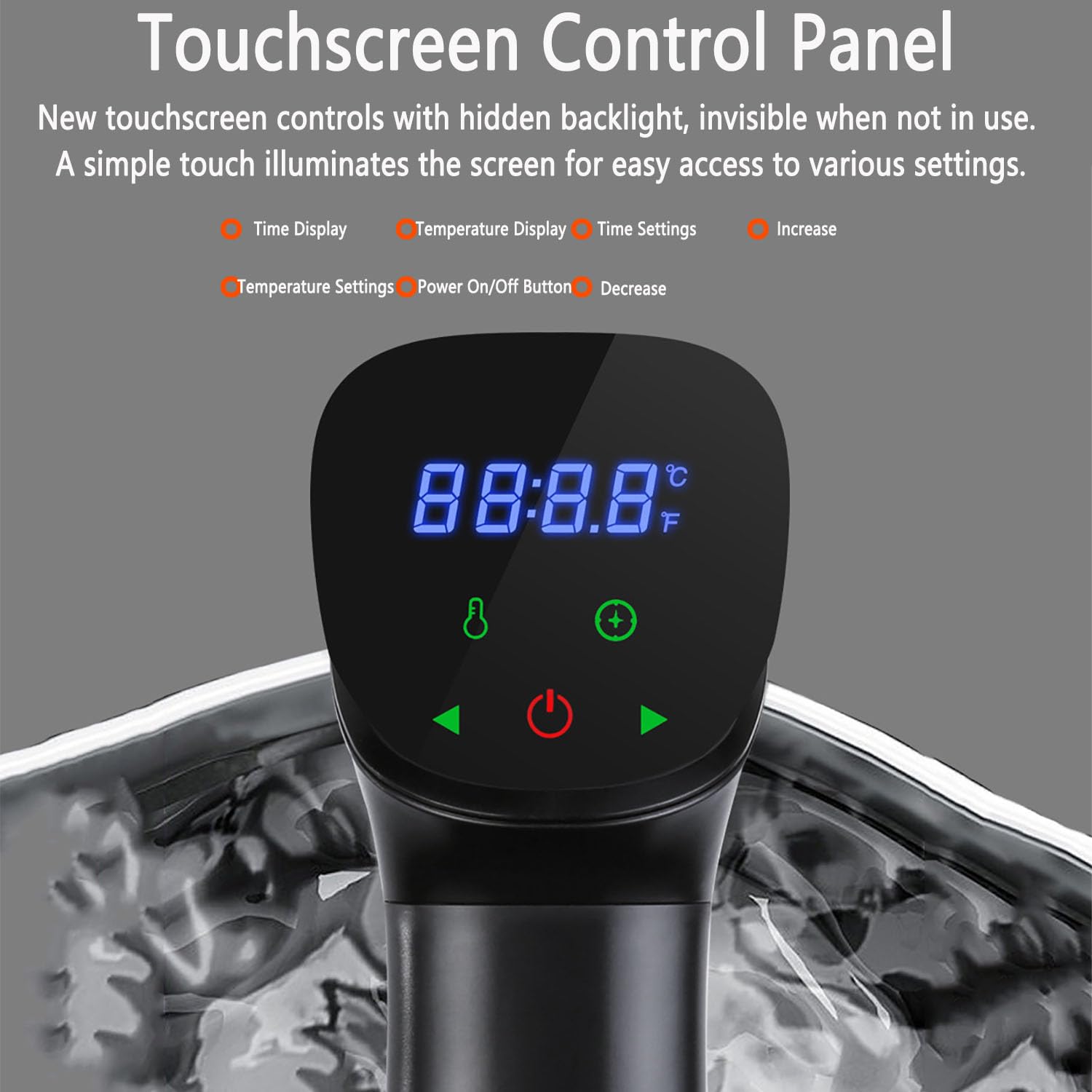 Urządzenie Do Gotowania Sous Vide, Wolno Gotujący Kij Z Panelem Sterowania Z Ekranem Dotykowym, Technologia Grzania Z Cyrkulacją Wody 3D, Zakres Regulacji Temperatury 25°C-92,5°C, Idealne Na Imprezy
