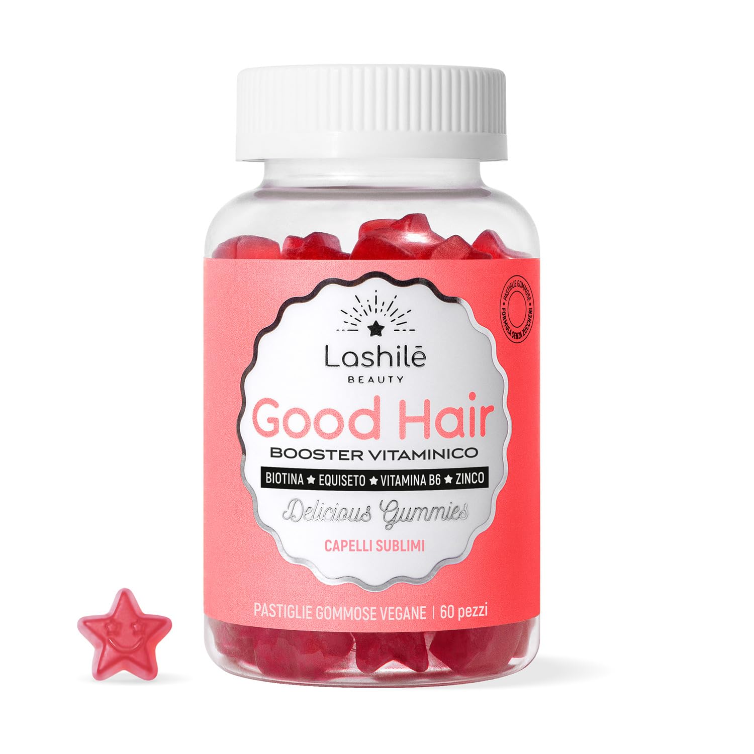 Lashilé Beauty - Integratore alimentare capelli - Crescita accelerata e Fortificazione dei capelli - Good Hair - Made in France - Biotina Zinco Vit B8 C B6 - Cura 1 Mese 60 Gummies