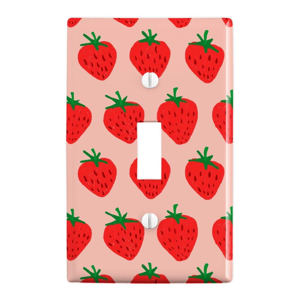 Xigua Kawaii Strawberry Toggle Light Switch Cover – 1 Gang, Standard Size 4.53” X 2.76” – Unbreakable PC Flame Retardant, Screws Included – Cute Decor For Any Room