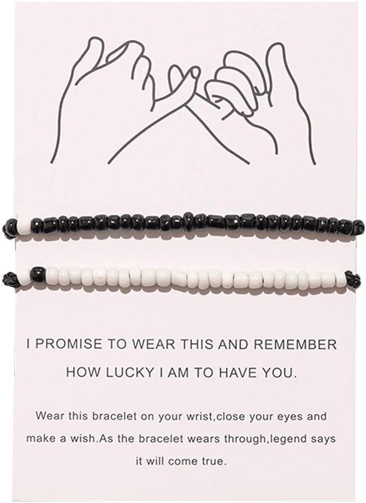 Sponsored Ad - Pinky Promise Distance Matching Bracelet, Best Friend Bracelets Matching Couple Bracelet for Bff Friendship Relationship Boyfriend Girlfriend Valentines Gift