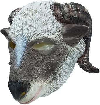 Creepy Party Sheep Mask Costume Novelty Halloween Costume Party Latex Animal Head Mask White Goat Ram