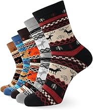 Sockscarving Women's Winter Thermal Socks, Pattern Wool Blend Socks, Crew Length, Luxury Thick Knit Design, Pack of 5 Pairs
