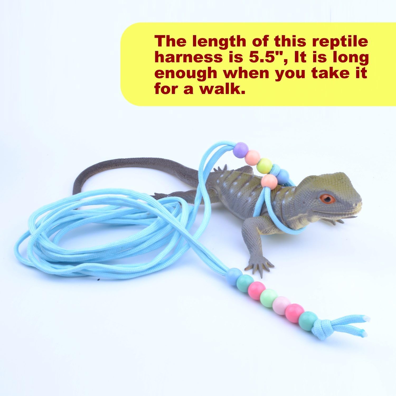Beard Dragon Harness Leashes Adjustable Reptile Training Lead Nylon Rope for Lizard Crested Gecko Chameleon Guinea Pig Ferrets Hamster Rats (Fluorescence)