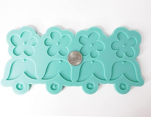 Miniatura 2 de Aretes de flores colgantes molde de resina floral colgantes moldes de silicona epoxi molde de flores para bricolaje mujeres niñas pendientes