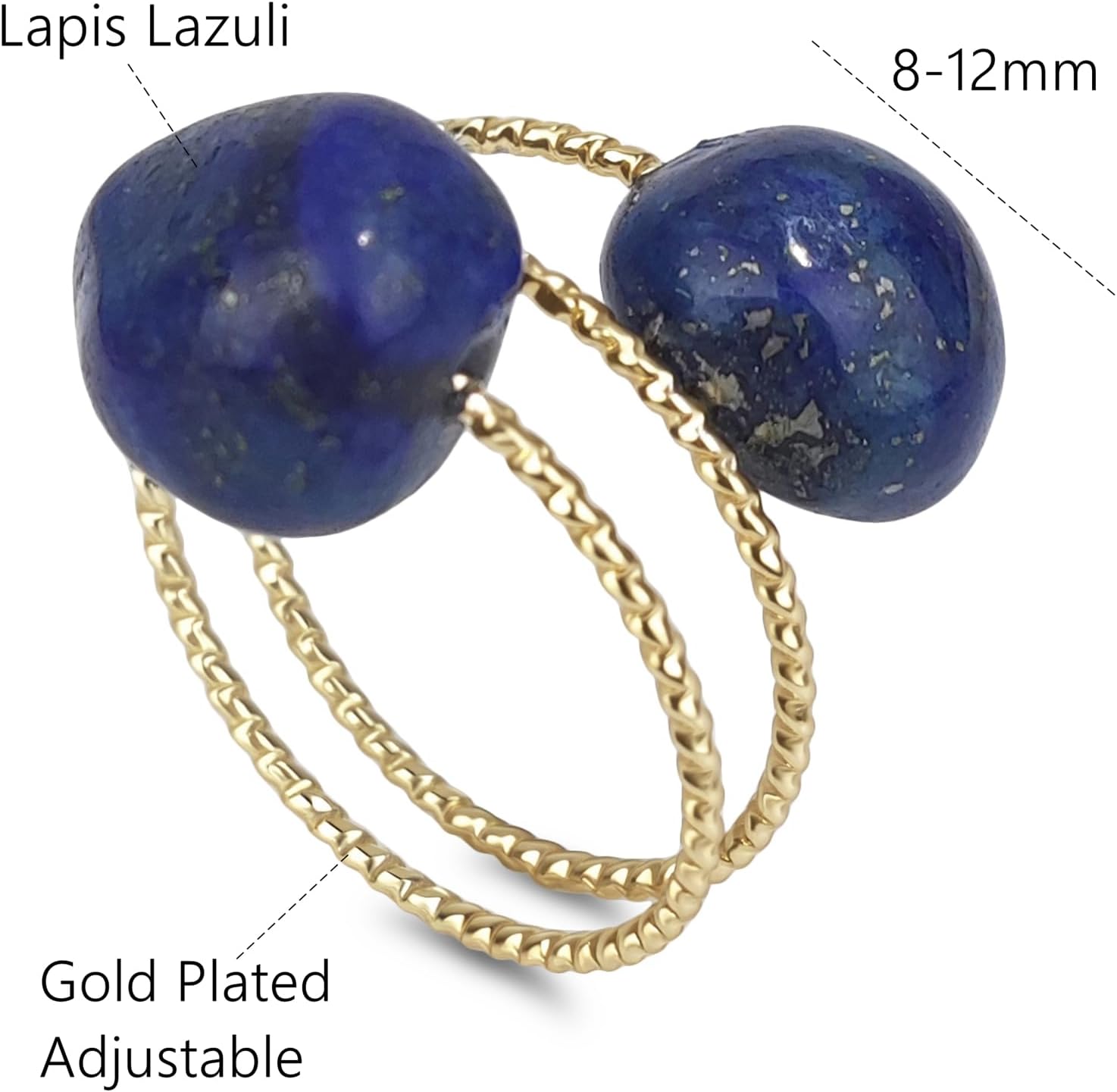 Turquoise Rings for Women, Adjustable Statement Ring Turquoise Jewelry for Women, Natural Double Turquoise Stone Ring Gold Plated - Image 7