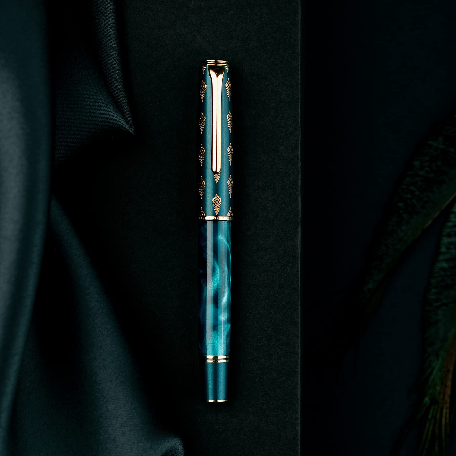 Amazon | Hongdian N7 ピストン 万年筆 極細字 青色 アクリル 孔雀の