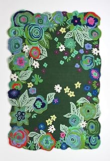 Hand Tufted Wool Floral Runner Rug 2.6x12 Ft – Handmade Plush Green Bota...