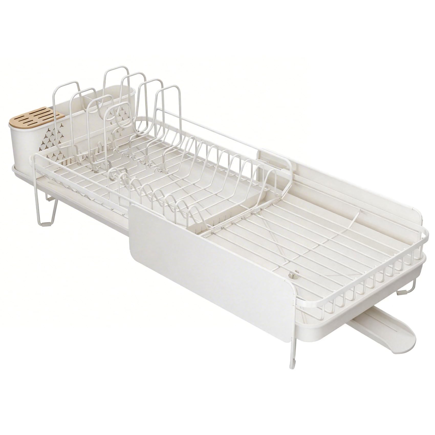 Large Expandable Dish Drying Rack for Kitchen Counter, 19.3-29.4 in, White