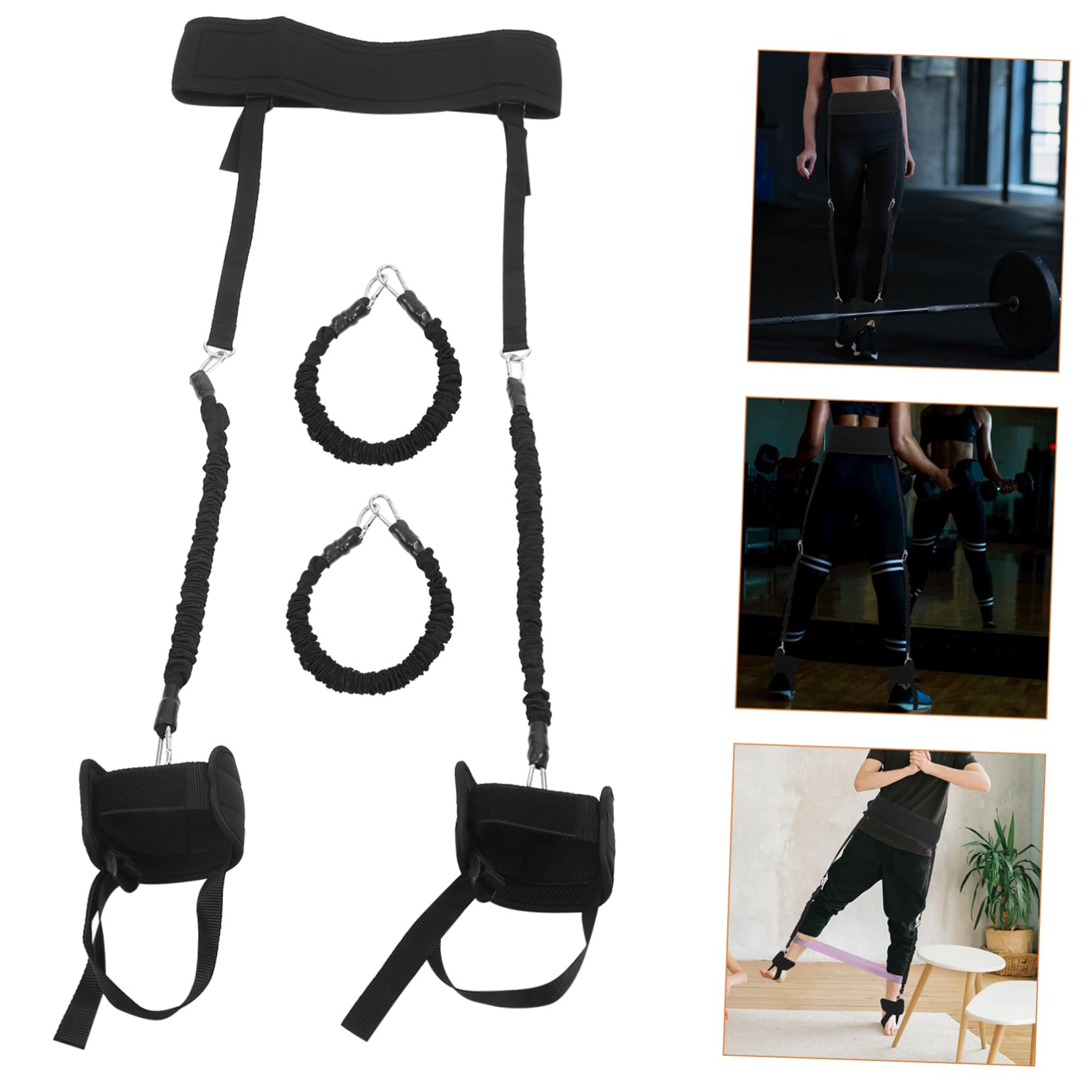 Elastici Esercizi per Allenamento Caviglia e Fascia Vita, Bande Resistenza Fitness Multifunzione in Lattice e Tessuto, Portatile per Gambe e Fianchi, Uomo