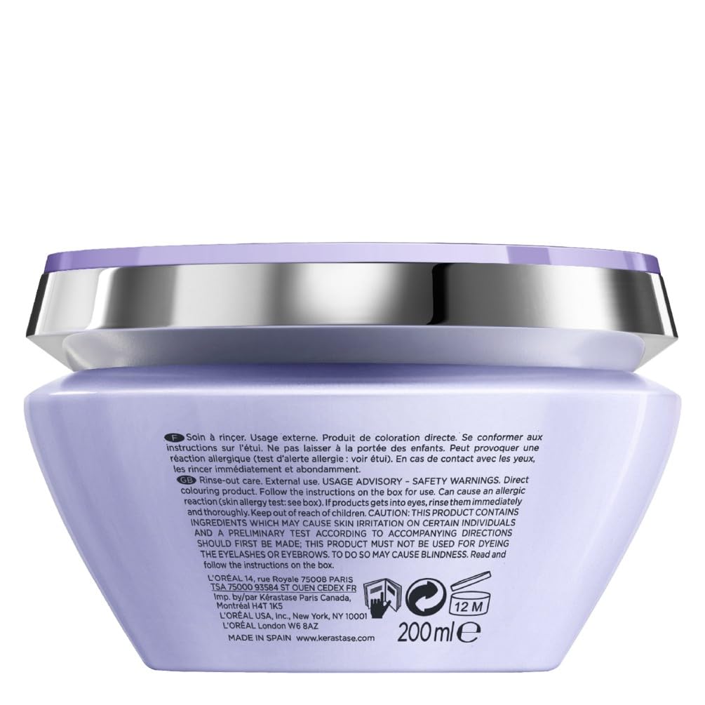 Kérastase, Blond Absolu, Maschera Neutralizzante Anti-Riflessi Ultra-Violet, Per Capelli Biondi Tinti & Decolorati, Con Acido Ialuronico, Ultra-Violet, 200 ml