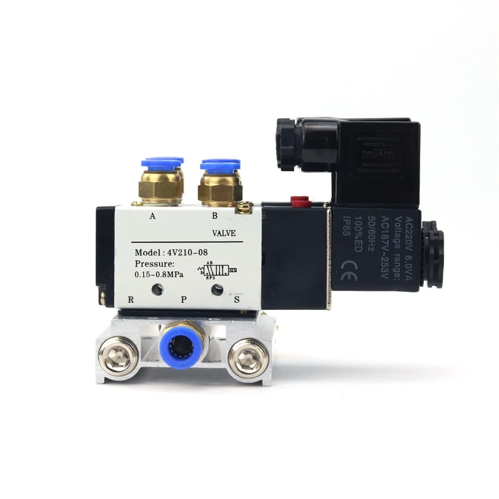 Pneumatyczny blok zaworu elektromagnetycznego 110/220V AC Multi Option 4V210-08 z kolektorem podstawowym cichym złączem 2/3/4/6-drożny 1 sztuka (5 wierszy 6 mm montaż, AC110V)
