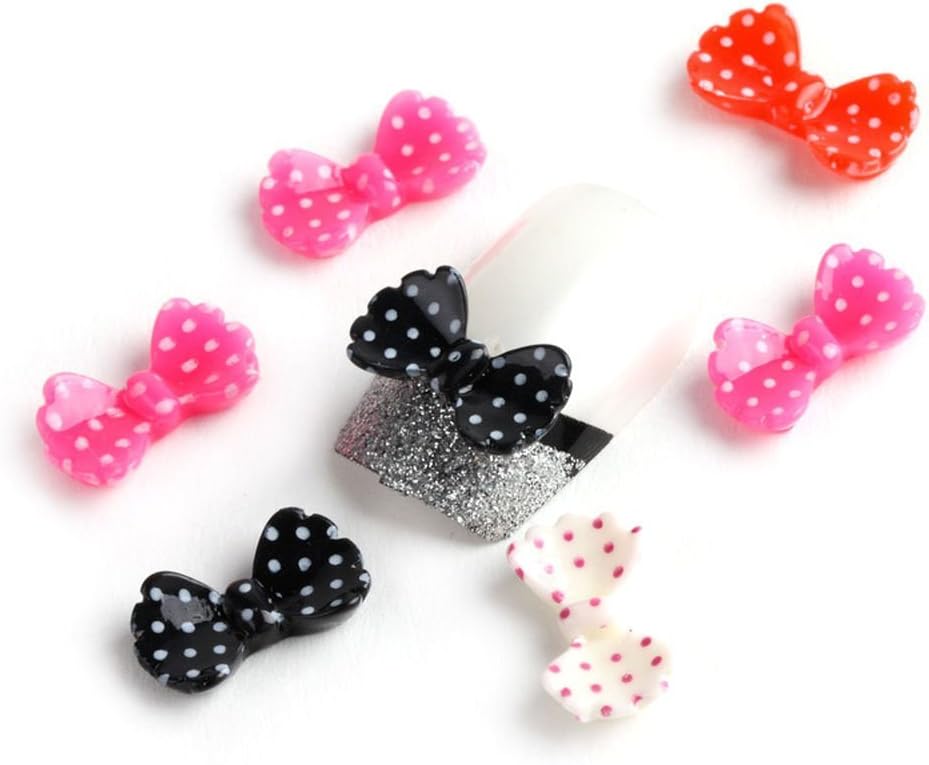 Shari 20pcs Colourful Acrylic 3D Bow Tie Slices UV Gel Nail Art Tips DIY Decoration