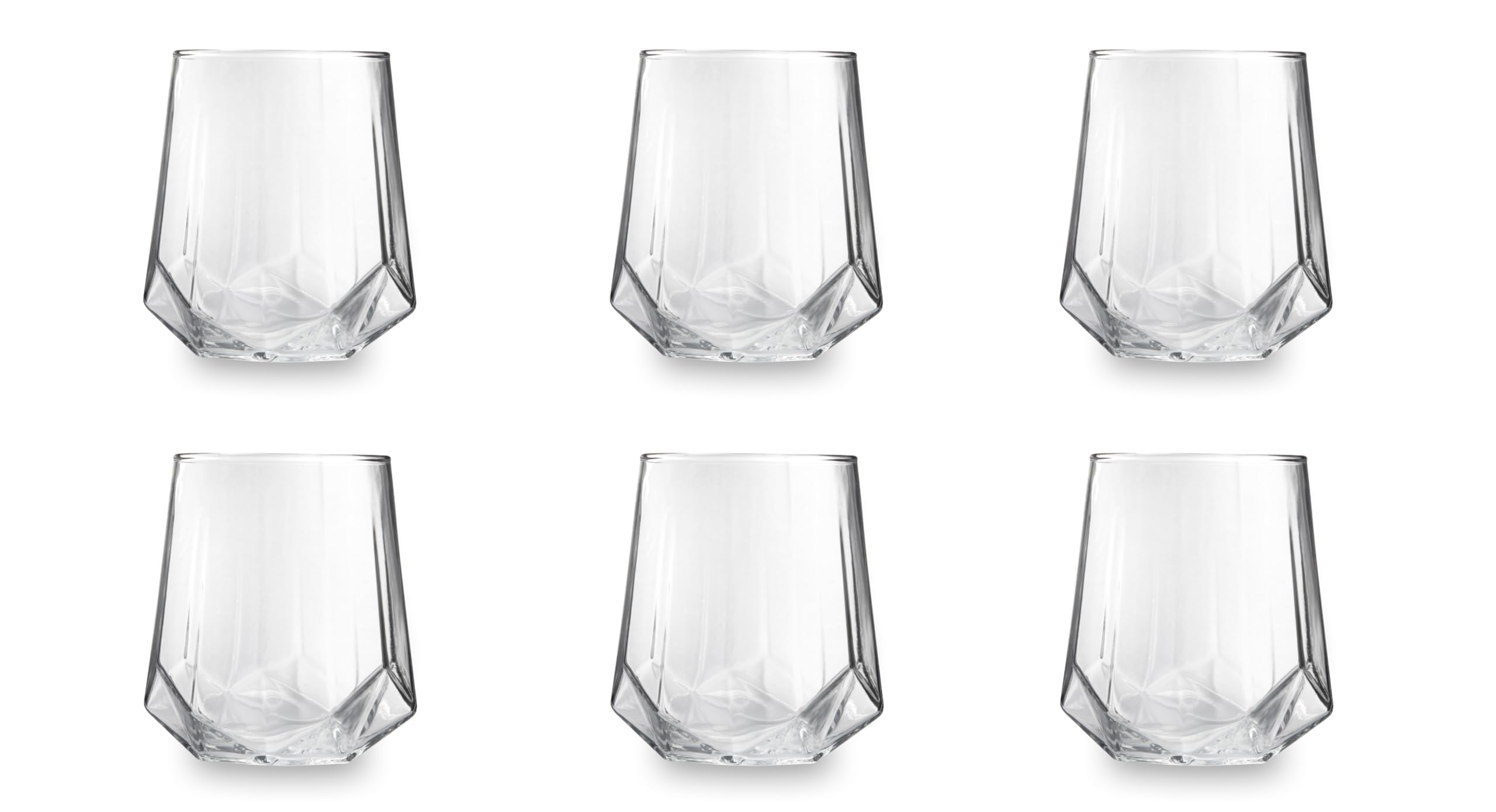 Excelsa Diamante Set 6 Bicchieri Acqua, Vetro, Capacità 400 ml, Trasparente