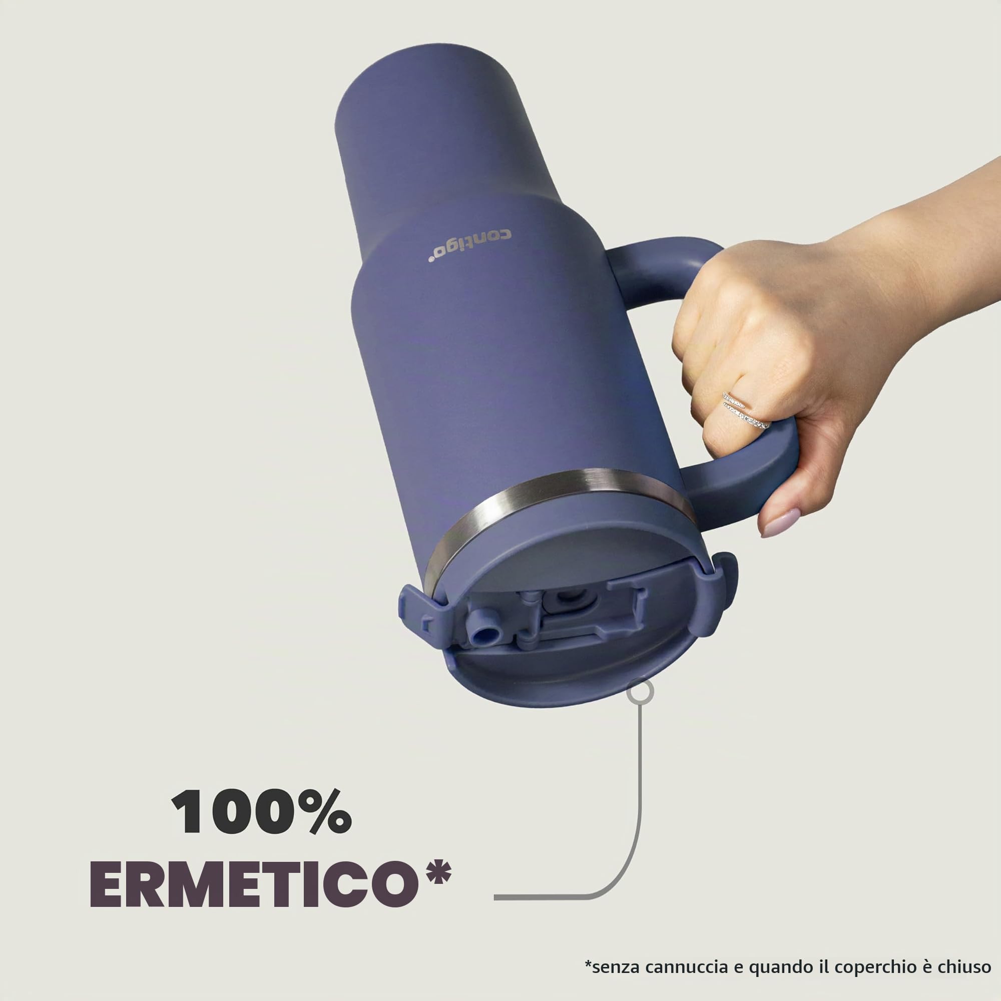 Contigo Bottiglia termica 1200 ml con manico e cannuccia | Borraccia isolata in acciaio inossidabile con coperchio