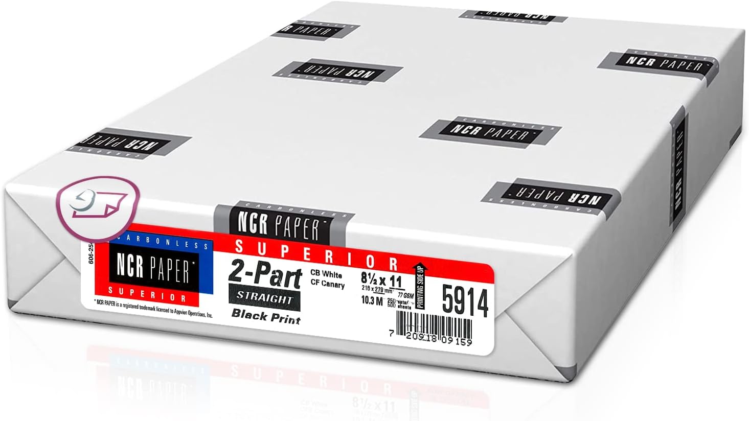 Superior Carbon-less NCR, Pre Collated Paper, 500 Sheets Per Pack (8-1/2" x 11" 2 Part Straight, #5914)