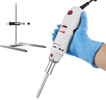 FOUR ES SCIENTIFIC Lab Homogenizer 8000-30000rpm with Stand, High-Speed Handheld Homogenizer Emulsifier with a 10mm 316L Stainless Steel Probe 1mL-250mL