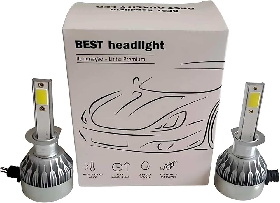 Par de Lâmpadas Automotivas Super Led Nano Compacta Encaixe H1 6000K Suits