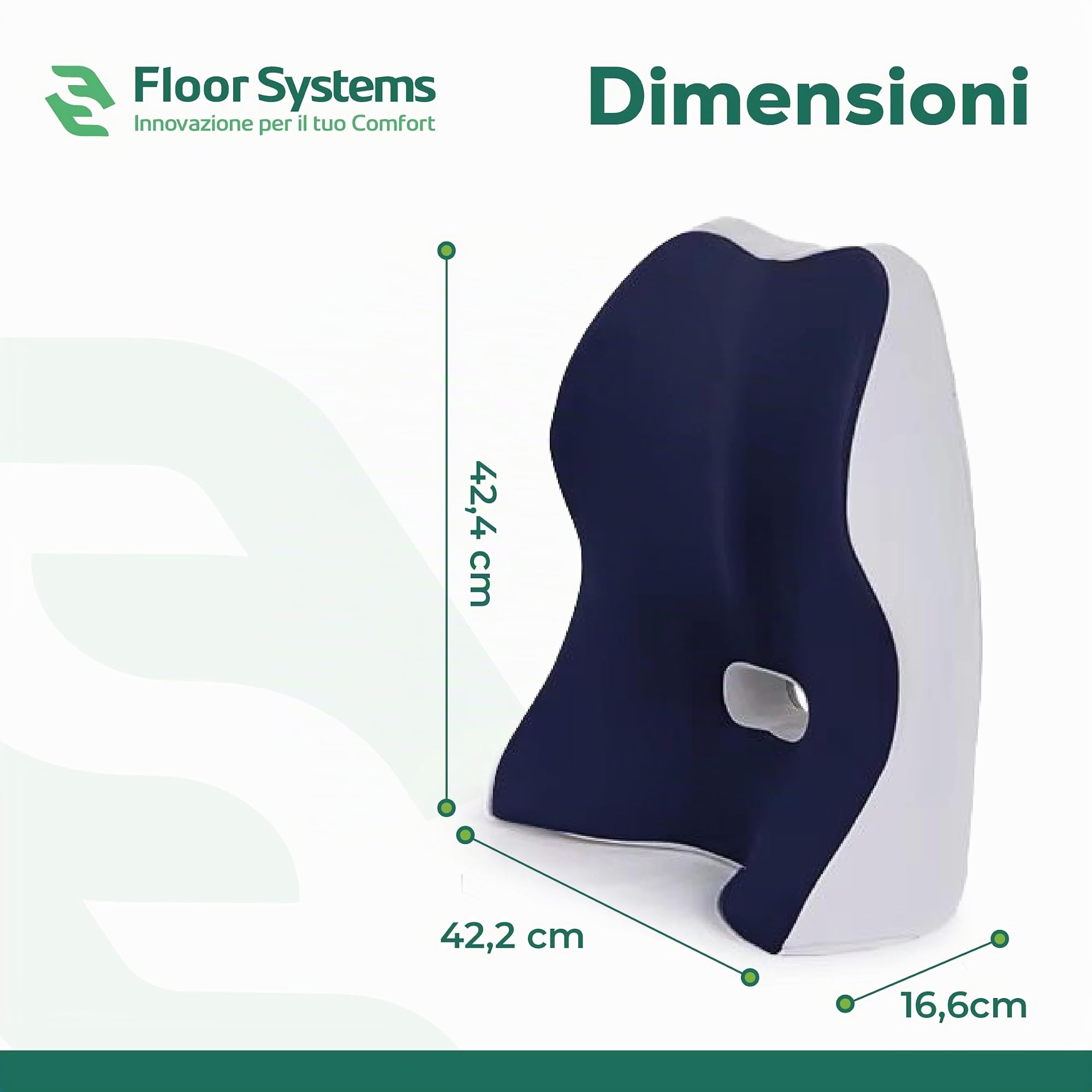 Floor Systems Cuscino Lombare per Auto Memory Foam Doppio Uso Sedia Ufficio | Cuscino auto guidatore, cuscino per ufficio schiena e memory foam per seduta. Doppio uso: coccige e glutei o schiena lombare