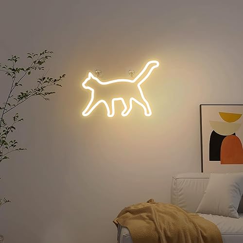Miniatura 9 de Letrero de neón de gato, lámpara de gato, decoración de pared regulable para fiesta de cumpleaños para el hogar, patio, jardín, bares, restaurantes,