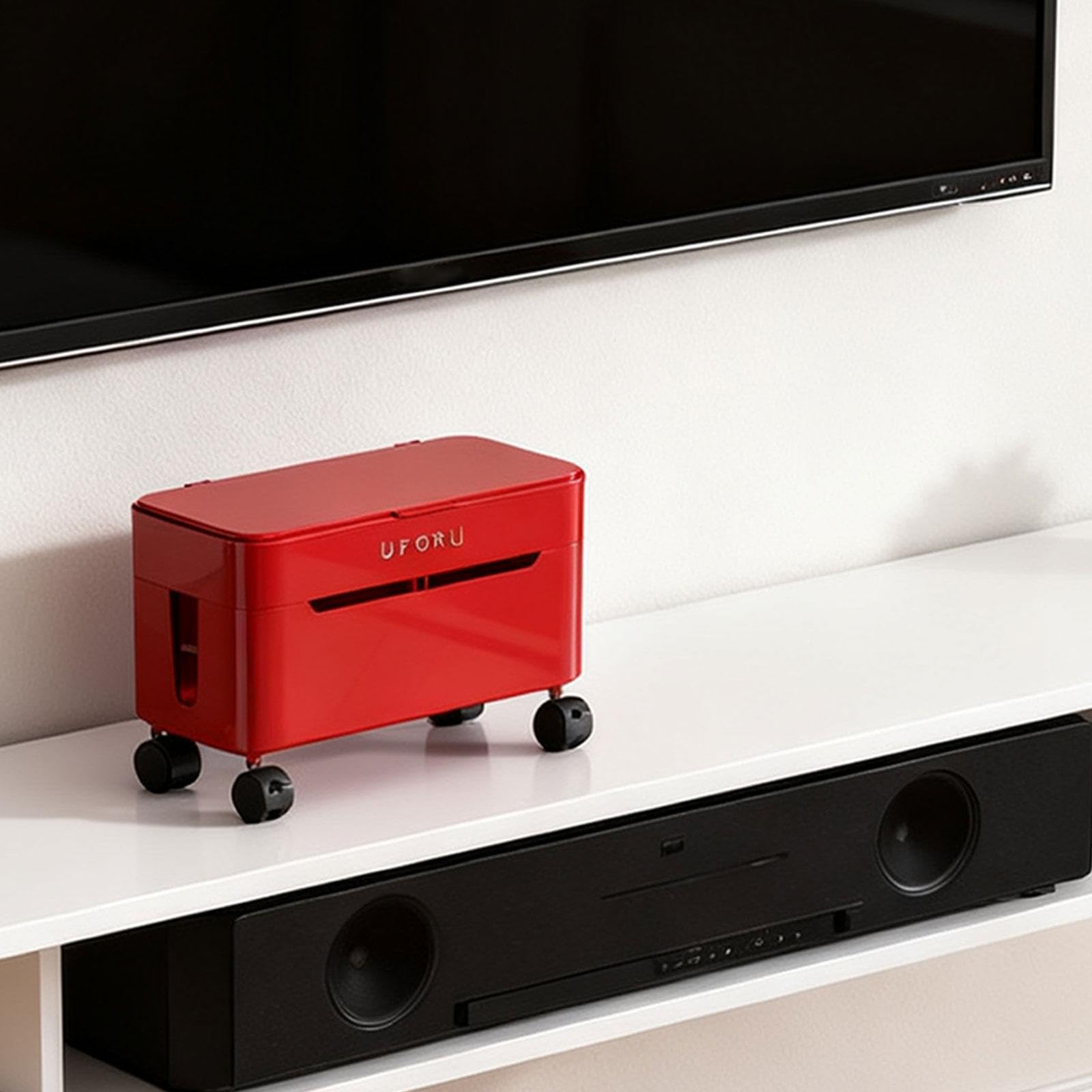 Sharplace Caja Organizadora de Cables, Organizador de Cables para Router, Organizador de Cables de Escritorio, Ocultador de Cables para La Escuela, El Hogar Y E, Rojo