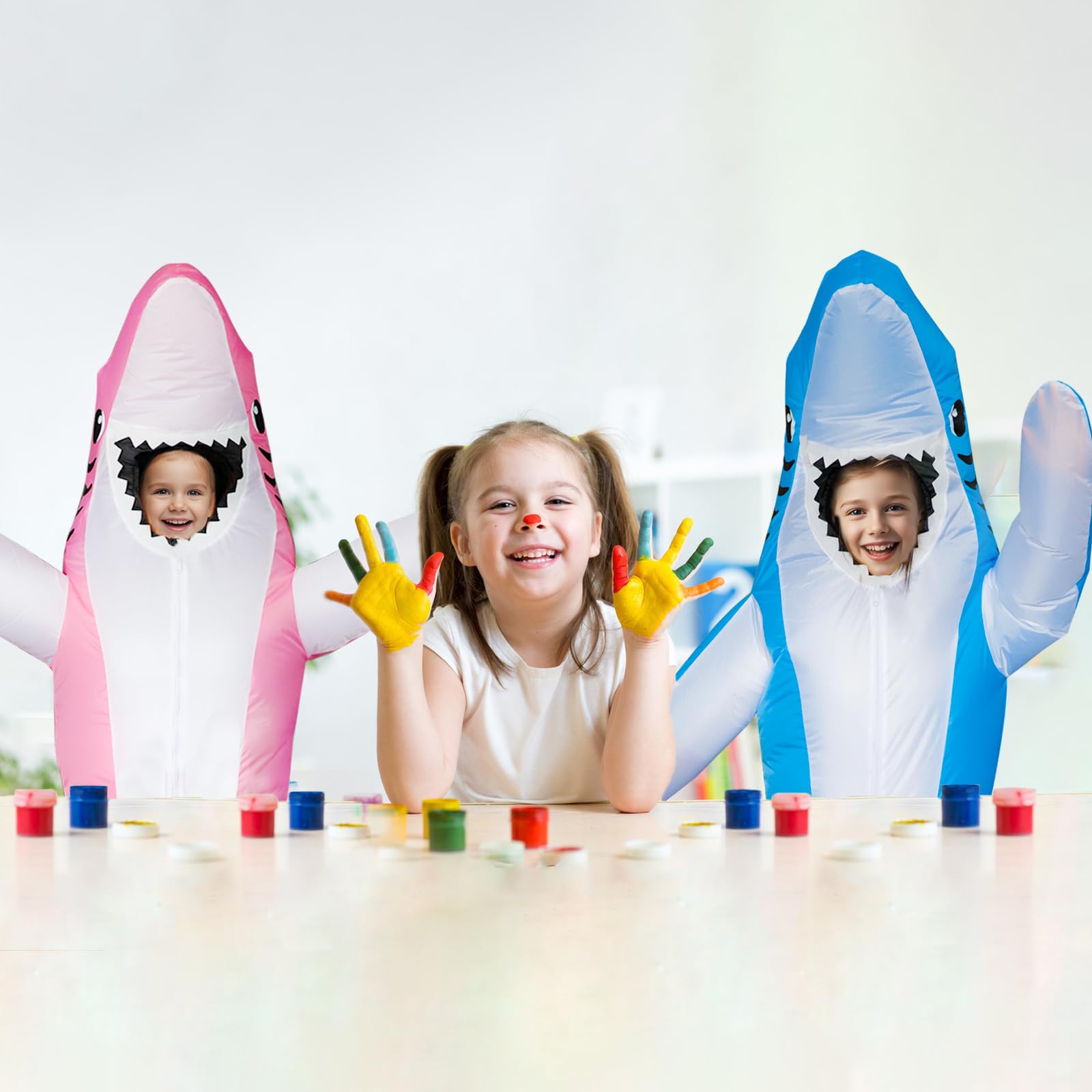 Poptrend Nadmuchiwany kostium rekina, kostiumy na Halloween dla nastolatków, dzieci, mężczyzn, kobiet, urocze kostiumy dmuchane, śmieszne, fantazyjne przebrania, kostiumy imprezowe