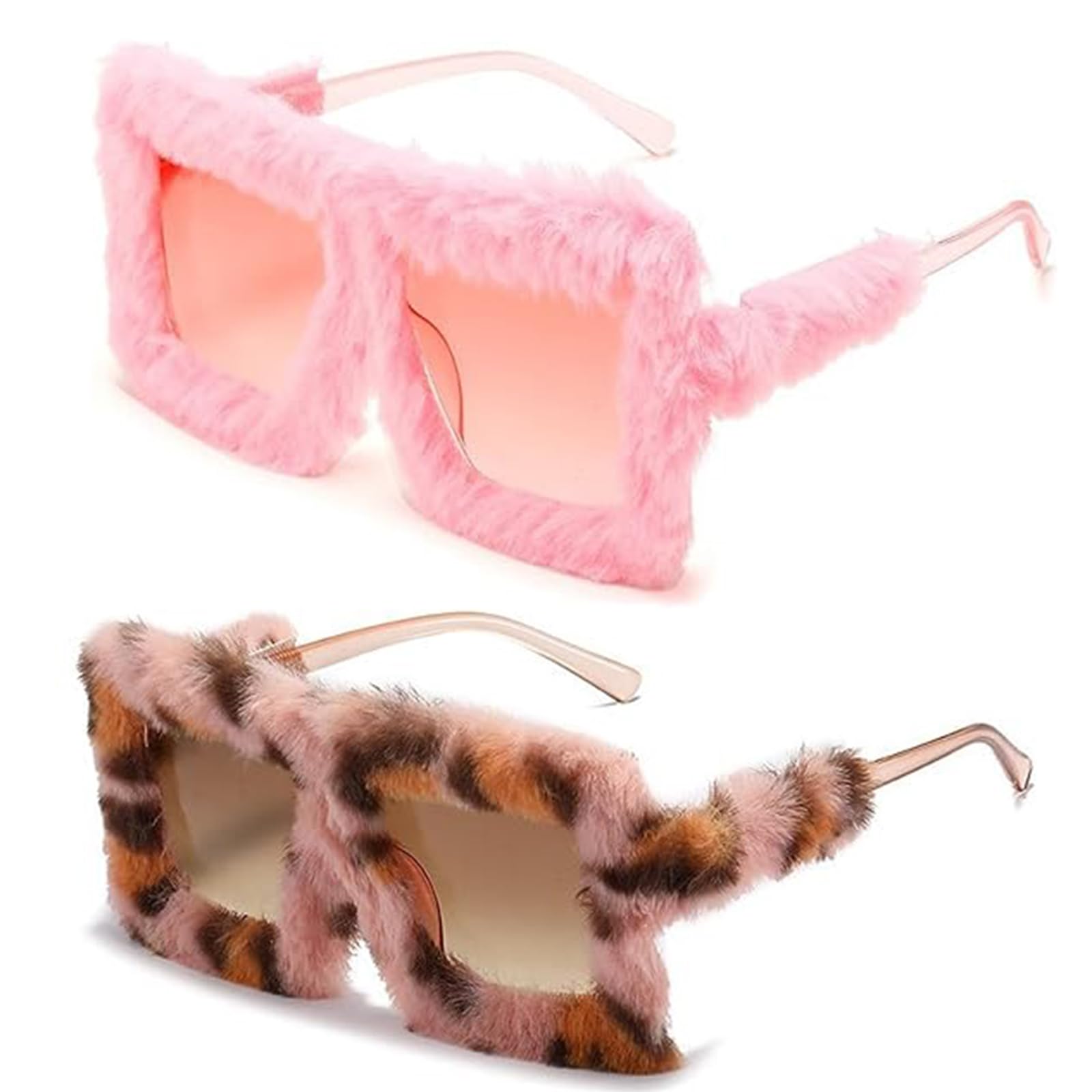 ToqoGeri 2 Pcs Funny Sunglasses, Novelty Glasses, Funny Sunglasses for Adults, Plush Edge Cat Eye Glasses for Beach, Fancy Dress, Photo Props, and Theme Parties