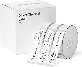 NIIMBOT - Lote de 3 rollos de etiquetas, etiquetas adhesivas para D110 D11 D101 H1S, 14 x 30 mm, color blanco