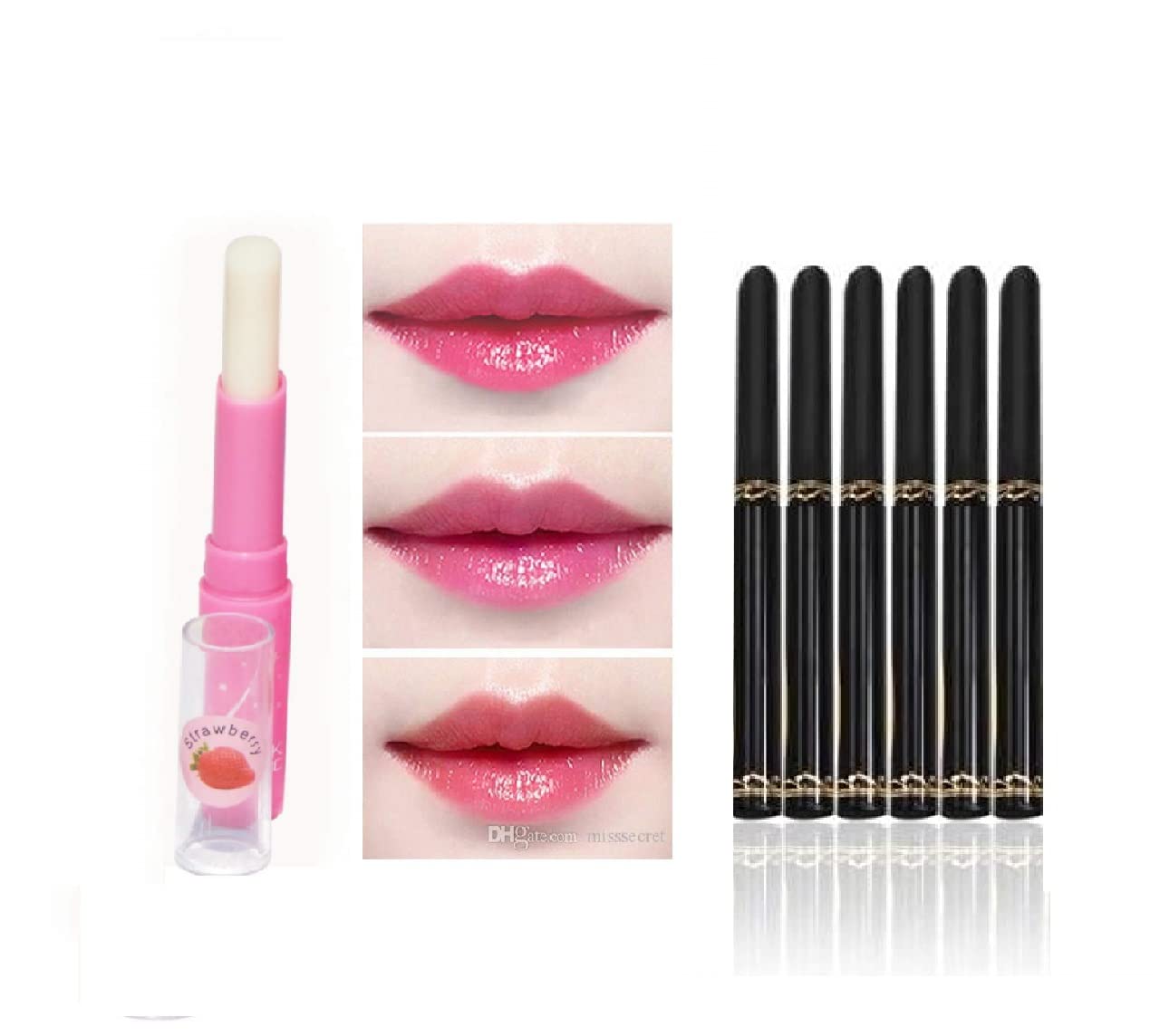 TRIVETY Long lasting Black Kajal With Pink Magic Colour Change Lip balm
