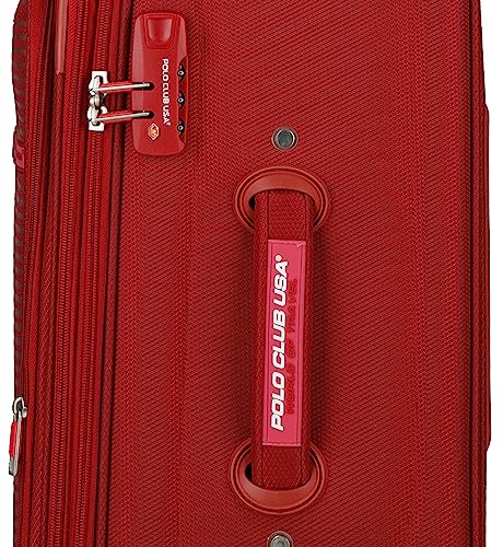 Image of POLO CLUB - USA Flight Nylon Soft Sided 8 Wheeler Spinner Suitcase /Luggage Set /Travel Bag /Set of 3 Trolley Bag (Large- 75 Cm, Medium- 65 Cm, Small- 55 Cm) - Maroon