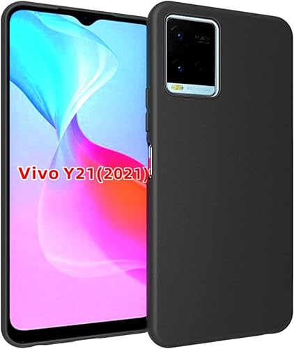 Miniatura 1 de HUANGTAOLI Funda de teléfono compatible con vivo Y21 2021, funda protectora de silicona TPU suave a prueba de golpes, para vivo Y21 2021, color negro