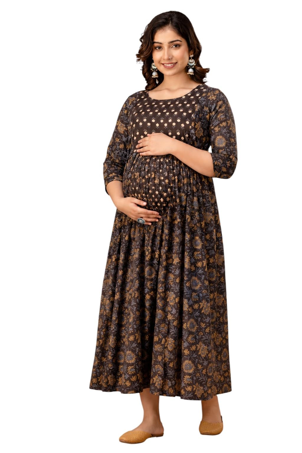 Women's Cotton Maternity & Nursing Breastfeeding Kurti with Front Zip | Stylish Pregnancy Feeding Dress | Comfortable for Moms-image-3