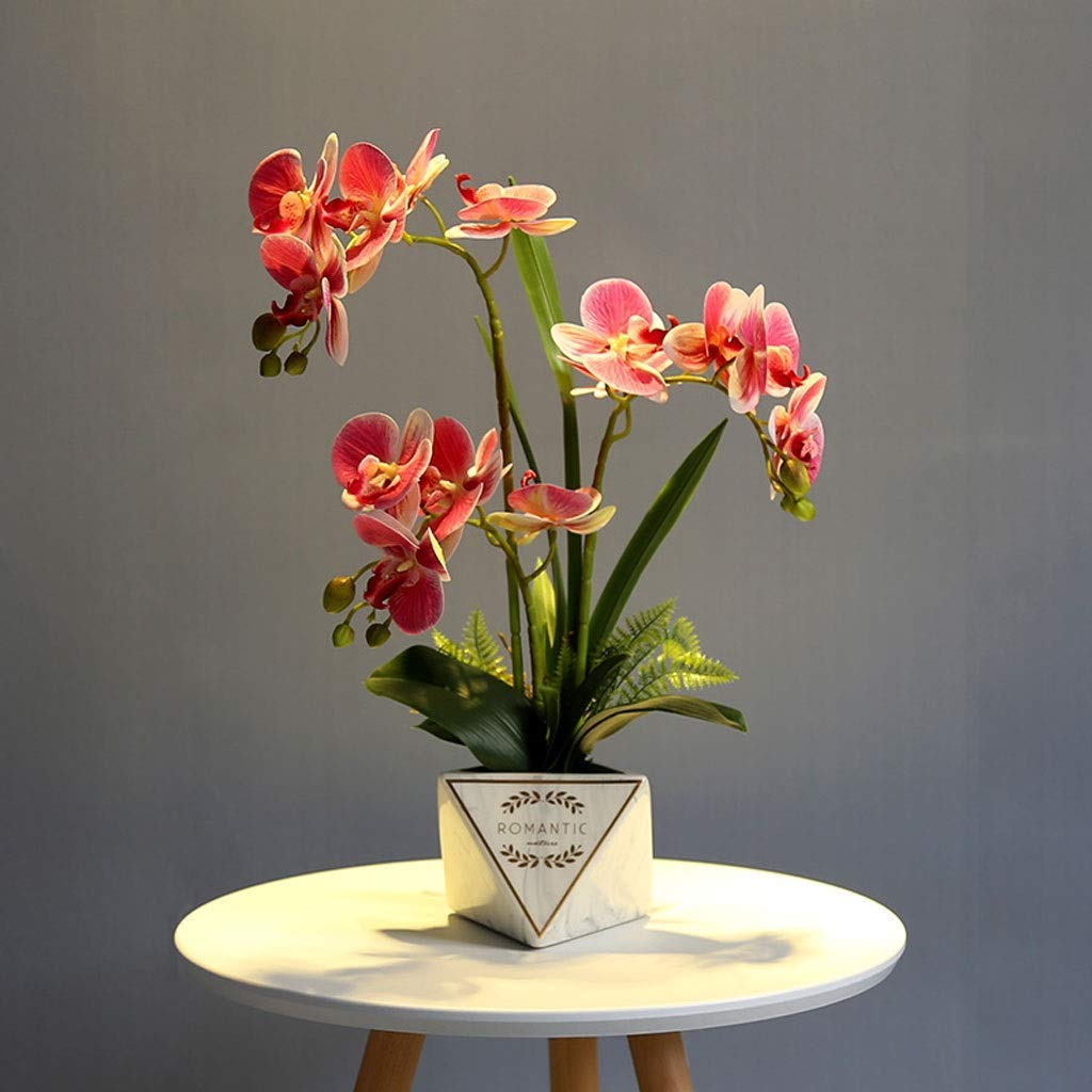 Fiori Artificiali, Simulazione Creativa di Phalaenopsis in Vaso di Ceramica, Set di Fiori Finti, Decorazione Artificiale per Bonsai in Stile Cinese per la casa