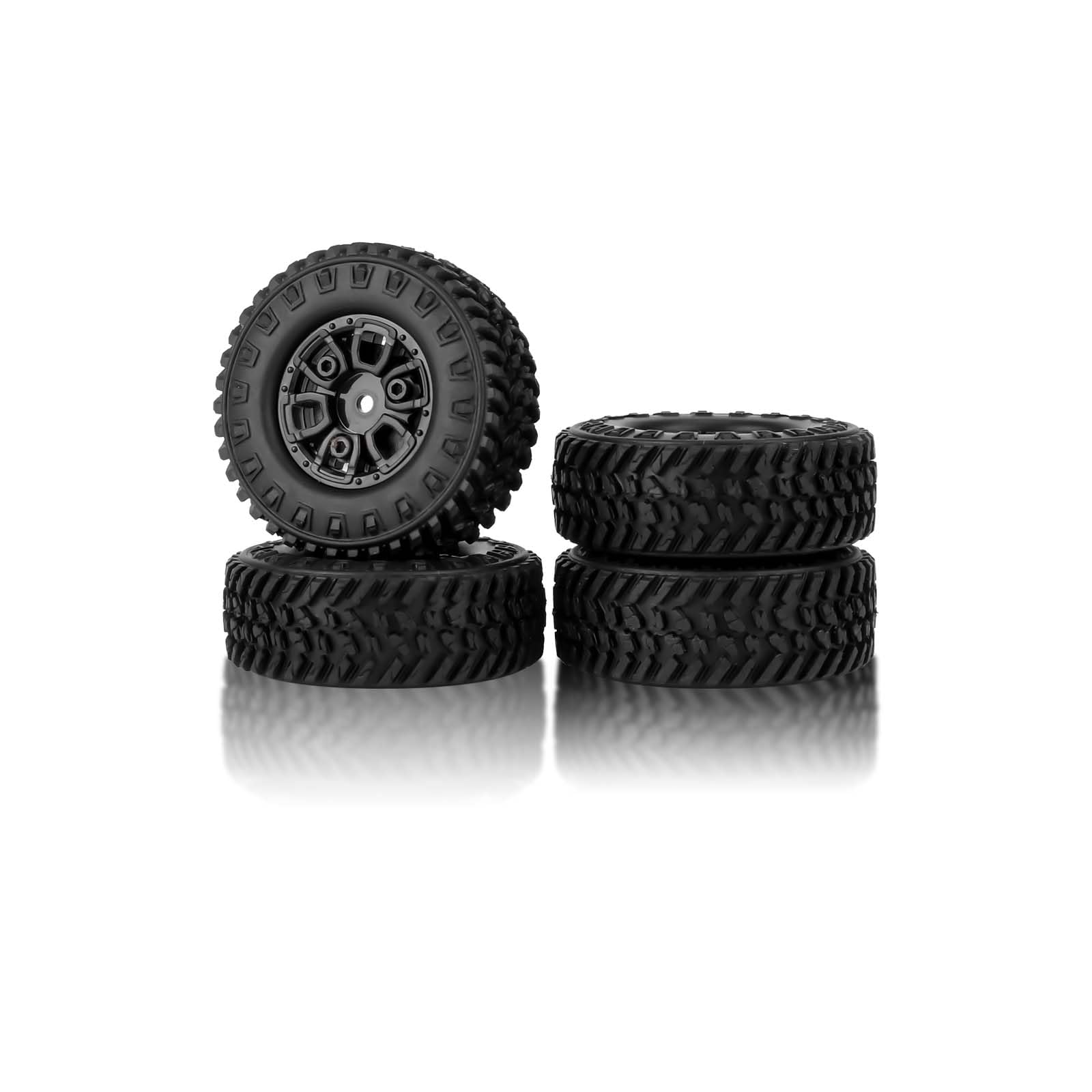 FEDCO SCX24 Wheels and Tires 1.0 Beadlock Wheels 104g 50MM Soft Sticky Tires with Counterweight Ring for Axial SCX24 FMS FCX24M FCX24 Upgrades 1/24 RC Crawler