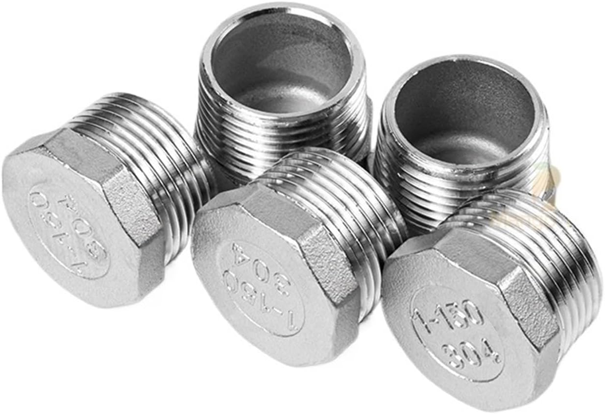 1/8" 1/4" 3/8" 1/2" 3/4" 1" 1-1/4" 1-1/2" 2" 3" 4" BSPP Male 304 Stainless Steel Countersunk End Square Head Cap(Male Blocking G2.5,10 PCS)