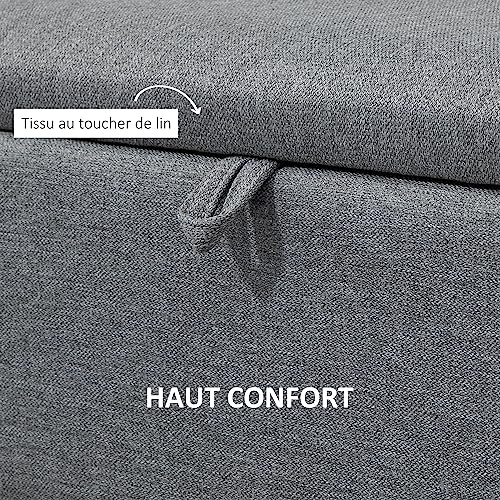 Banc de rangement compact gris avec coffre pour optimiser les petits espaces