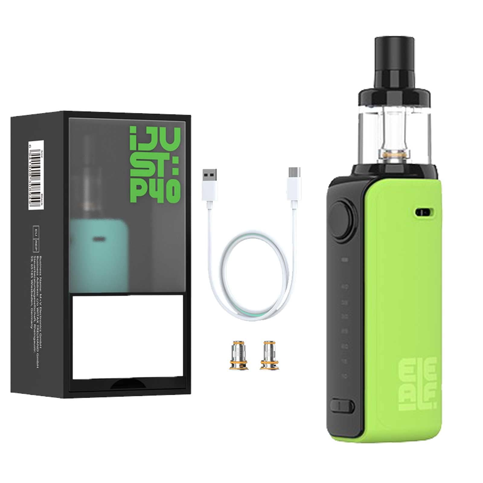 Eleaf iJust P40 E cigarette Starter Kit 1500MAH Vape 2ml USB-C Refillable  Fast Rechargeable Vapes NO nicotine Green: Amazon.co.uk: Electronics & Photo