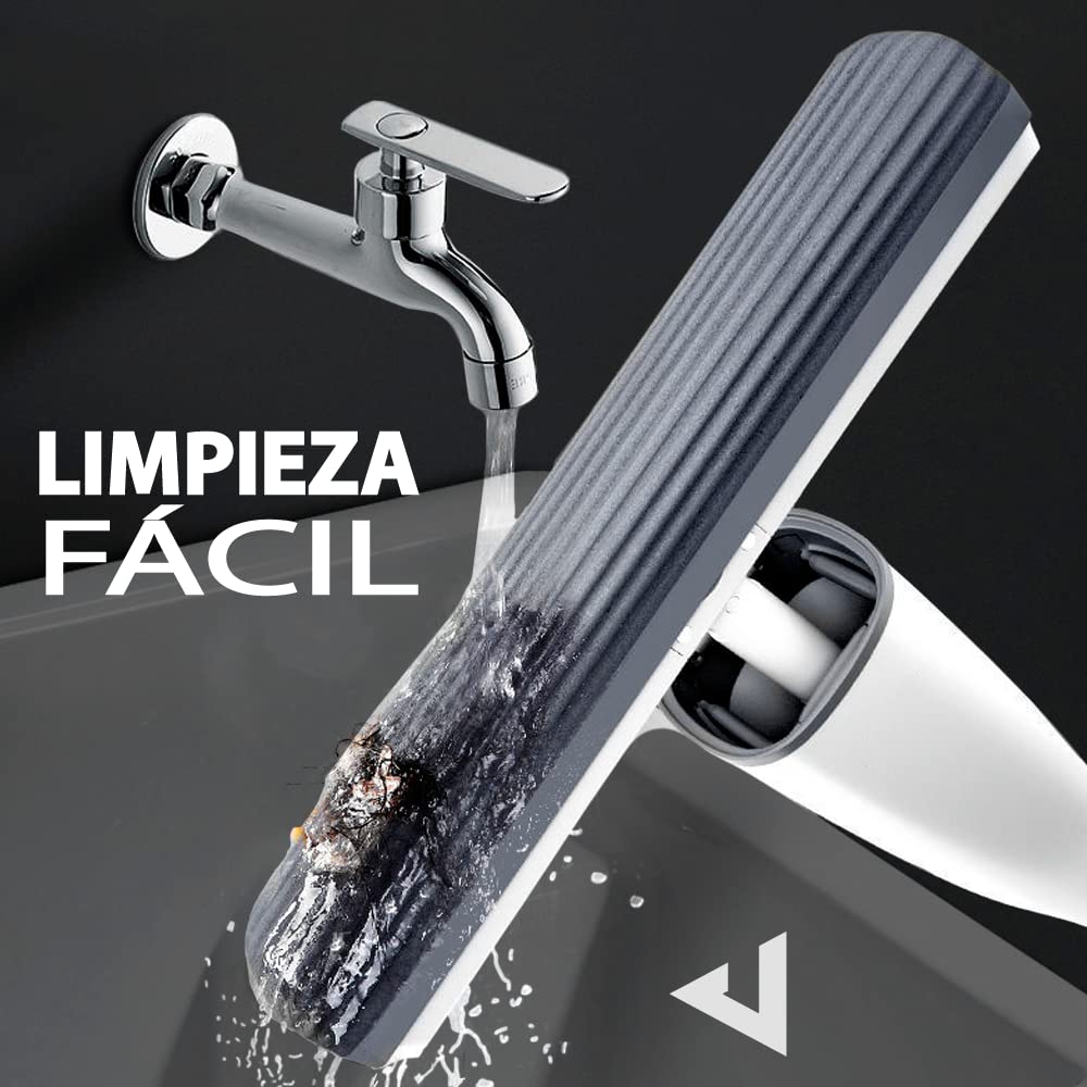 JUPPLIES Fregona Mopa para Limpiar Azulejos y Paredes + 3 Recambios - Fregona Autoescurrible 360ª Super Absorbente - Fregona Multifuncional para Limpieza - Mopa de Limpieza Diseño Minimalista