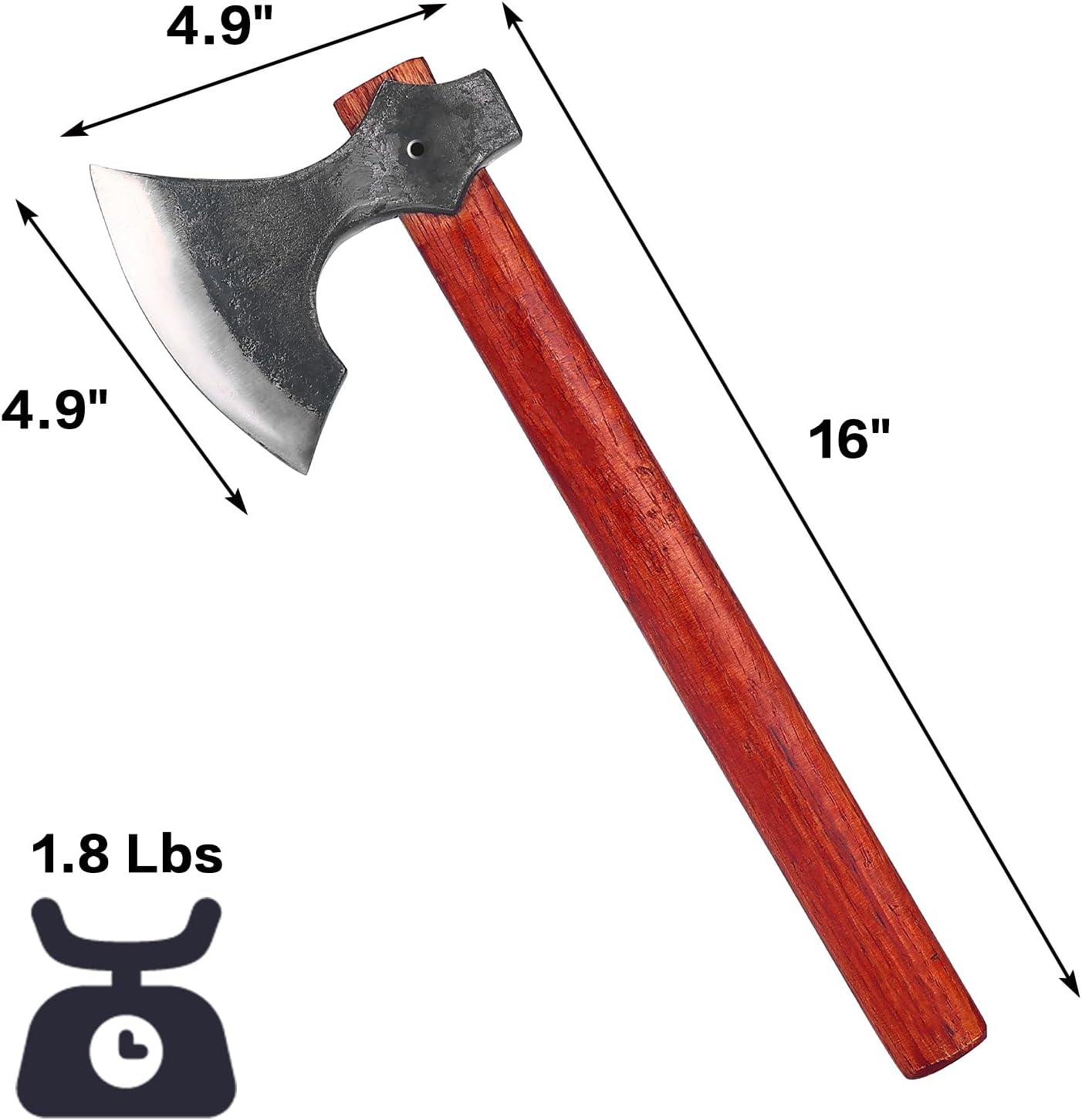 16.2" Viking Style Throwing Axe Set of 2, 1065 High Carbon Steel Bearded-Edge Tomahawk with Beech Wood Handle, Red Anti-Slip Design, for Adults Competition & Outdoor Recreation