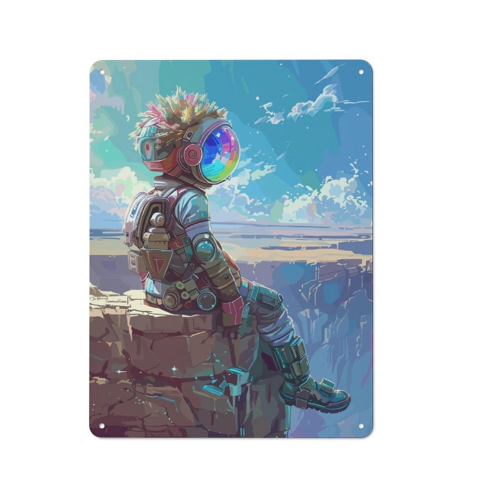 Nostalgic Astronaut And Nature Metal Wall Sign 40x30cm, Bar Wall Plaque for Pub, Home Bar, Shed Or Man Cave